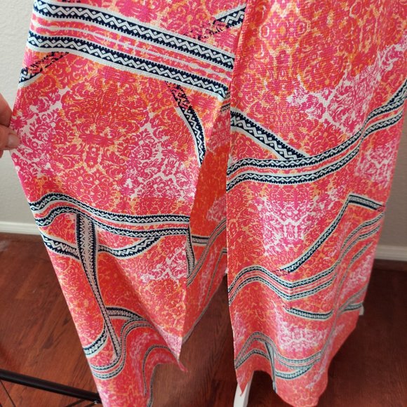MinkPink Eastern Aztec Pink Print Maxi Dress Side Slits Sz M - Picture 8 of 10